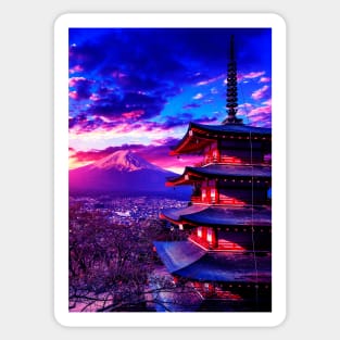 Chureito Pagoda with mount fuji Sticker